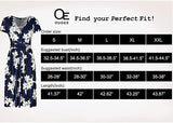 New Ouges women's surplice Navy Floral Dress with side pockets, Sz M!