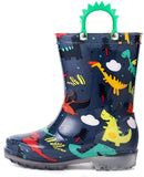 New OUTEE Adorable Printed Lightweight Waterproof Rain Boots for Toddler, Dinosaur print, Sz 8!