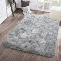 New 2' X 4' PAGISOFE Fluffy Hairy High Pile Furry Area Rugs Shag Throw Faux Fur Rug Carpet (Grey/White) Great for beside runner, Kids room etc.