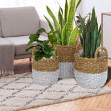 New Wayfair Paint Dipped 3 Piece Wicker Basket Set! Plastic Lined, great for many uses throughout the home, not just planters! Retails $125+