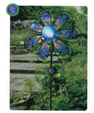 Fused Art Glass Paisley Flower Garden Ornament with LED Solar Light! The center ball lights up at night, coupled with it’s changing colours.