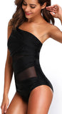 New Pandolah Fashion Women's Mesh One Piece Swimsuit, Black, Sz XXL, Fits 14-16