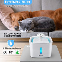 New Pet Fountain, Parner Quiet Flower Automatic Cat Water Fountain, 2.5L LED Flower Dispenser with Water Level Indicator for Cat Dog Pets, Free 4pcs Filter and Silica Pad