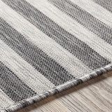 New Surya Pasadena PSA-2304 Meticulously Woven Indoor/Outdoor Area Rug Runner in Blacks, Greys & Whites! 2Ft X 12 Ft! Retails $280+