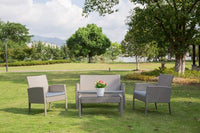 New fully assembled PatioPost Outdoor 4 Pcs Grey PE Wicker Rattan Modern Sofa Set with Cushions, Cushions are darker grey than shown! Retails $487+