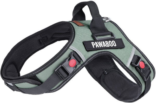 Pawaboo Dog Vest Pet Harness, Adjustable Durable Heavy Duty Soft Padded Reflective Dog Vest Harness with Handle on Top for Pet Dog Training Walking, Hook and Loop Closure, Medium Size
