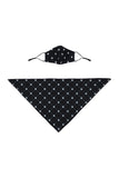 New Matching Paw Print Face Mask & Dog Bandana Set In Black!