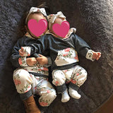 New Pawzbay Baby Girls Clothes Long Sleeve Flowers Hoodie Tops and Pants Outfit Set with Pocket Headband, Lightweight great for summer, Sz 12-18 Months!