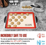Silicone Baking Mat Set by PrettyCare (1 Half Sheet and 1 Quarter Sheet) Non Stick Cookie Baking Supplies for Bake Pans & Toaster Oven - Macaron/Pastry/Bun/Bread