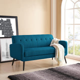 Araceli Sofa Mid Century Modern Peacock Blue Linen Sofa with solid wood legs, Seats 3 people & up to 900 Lbs! Retails $949+