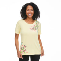 New Women's Penmans Graphic Butterfly T-shirt in Yellow, Sz 2X!