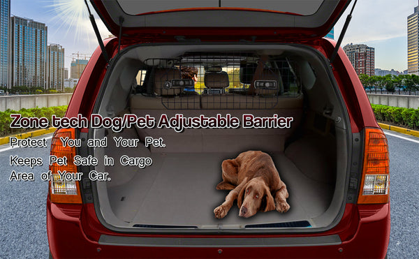 Car Dog Universal Pet Barrier - Zone Tech Premium Quality Black Heavy Duty Coated Wire Adjustable Mounted Headrest Barrier for Pet Safety Automotive