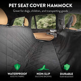 New Pet Seat Cover with Seat Anchors - Water and Weatherproof Non-Slip Silicone Backing for Cars, Trucks, Suv's and Vehicles, Regular (Black), Retails $90+