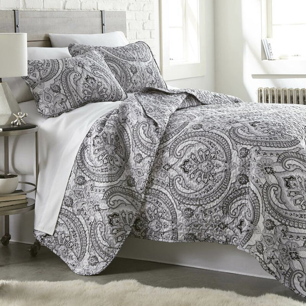 New Wayfair Pfeiffer Paisly & Damask Quilt Set by Andover Mills in Twin/Twin XL! Black! RETAILS $90+