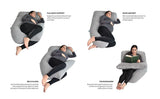 New PharMeDoc Pregnancy Pillow U-Shape Full Body Maternity Support Detachable Extension (Grey Jersey Cover)