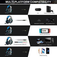 PHOINIKAS G2000 Gaming Headset for PS4, Xbox One, PC, Wired Over Ear Headphones with Detachable Noise Cancelling Mic, Bluetooth Wireless Headset only for Phone, Bluetooth Up to 12h, One-Click 7.1 Stereo Sound