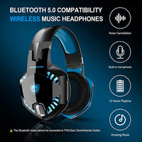 PHOINIKAS G2000 Gaming Headset for PS4, Xbox One, PC, Wired Over Ear Headphones with Detachable Noise Cancelling Mic, Bluetooth Wireless Headset only for Phone, Bluetooth Up to 12h, One-Click 7.1 Stereo Sound