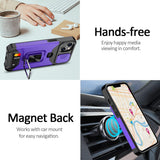 New Nvollnoe for iPhone 13 Heavy Duty Protective Case with Sliding Camera Cover and Card Holder, Screen Protector Magnetic Kickstand for iPhone 13(Purple)