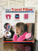 3 in 1 Travel Pillow - Pink, Functional, Soft and Perfect for Travel