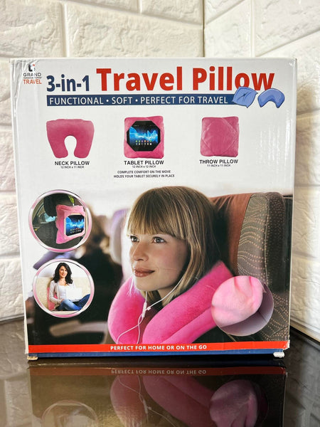3 in 1 Travel Pillow - Pink, Functional, Soft and Perfect for Travel