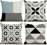 New 18x18 Square Geometric Style Decorative Pillow Covers, Set of 4 Blue! Pillow inserts not included