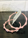 New Nordstrom Pink Acrylic/Glass Hoops Earrings, post backs!