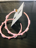 New Nordstrom Pink Acrylic/Glass Hoops Earrings, post backs!