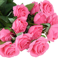 New in box! Great Quality! Look & Feel Real! FiveSeasonStuff Fake Roses Wedding Flowers Real Touch Silk Pink Artificial Flowers 12 Stems!