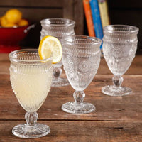 New in box! The Pioneer Woman Adeline 12-Ounce Footed Glass Goblets, Set of 4, Clear