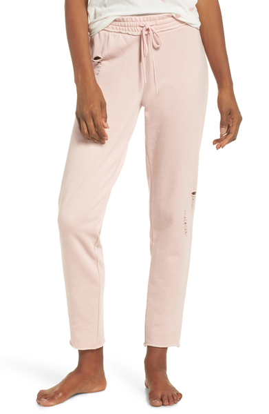 Women's Blush Pink Distressed Loose Fit Sweatpants by PJ SALVAGE, Sz XL! Retails $62+ on sale!