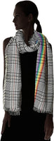 Brand new Collection XIIX Women's Woven Plaid oversized Wrap Scarf! This wrap is a fun take on a classic menswear print. It features a bright, Rainbow stripe running vertical through the wrap!