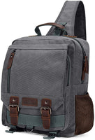 New Unisex Grey Plambag Canvas Sling Backpack One Strap Travel Sport Crossbody Bag