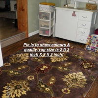 Satsuma Plum/Beige/Green Area Rug by Charlton Home, 2 ft 3 inch X 3 ft 3 inch! Retails $94 W/Tax!