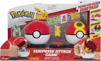 New Pokemon Surprise Attack Game, Featuring Pikachu #2 and Bulbasaur #3 - 2 Surprise Attack Balls - 6 Attack Disks - Toys for Kids and Pokémon Fans