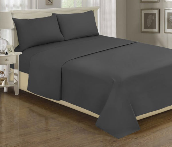 Brand new 200 Thread Count Cotton Poly Deep Pocket Sheet Set, Black, Queen! Fits Mattresses up to 17"