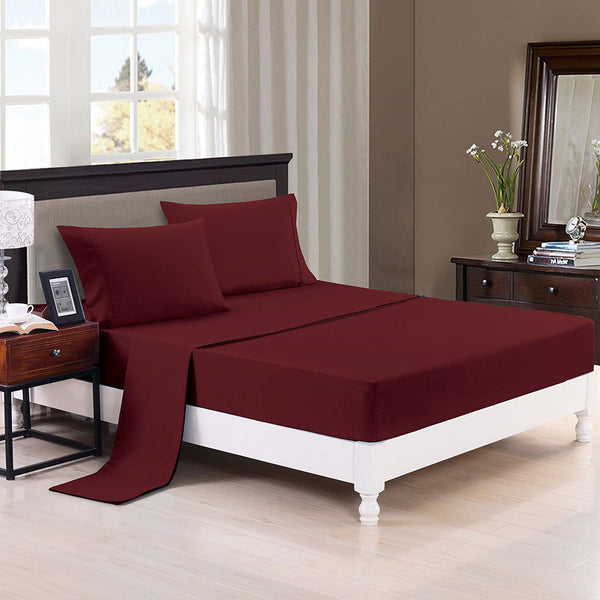 Brand new 200 Thread Count Cotton Poly Deep Pocket Sheet Set, Burgundy, King! Fits Mattresses up to 17"