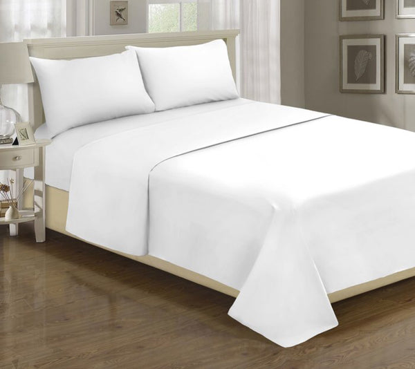 Brand new 200 Thread Count Cotton Poly Deep Pocket Sheet Set, White, Queen! Fits Mattresses up to 17"