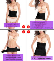3 in 1 Postpartum Support - Recovery Belly/waist/pelvis Belt Shapewear Slimming Girdle (One Size, Black)