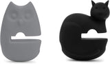 New Fox Run Cat and Owl Silicone Pot Clip Spoon Rest, Set of 2, Black & Grey! Retails $25+