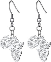 New in gift box! Prosteel 316L Stainless Steel Africa Map Design Earrings with eye of Horus! representing protection, health, and restoration
