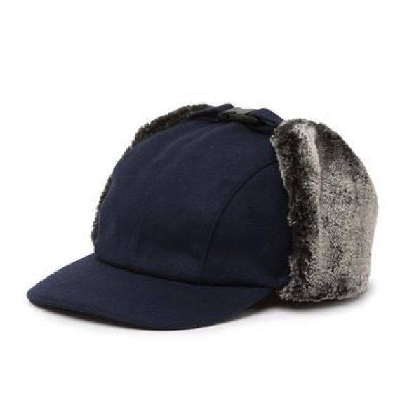 Public Opinion Faux Fur Detail Trapper Hat, One size! Navy/Grey!