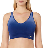 Brand new PUMA Women's Women's Seamless Ombre Star Bra, Blue with gold logo, Sz M!