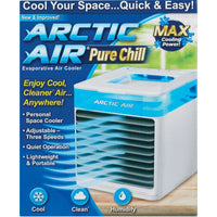 New in box! Artic Air Pure Chill Evaporative Air Cooler humidifies, cools and purifies with 7 colour changing LED night lights!