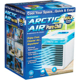 New in box! Artic Air Pure Chill Evaporative Air Cooler humidifies, cools and purifies with 7 colour changing LED night lights!