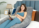 New QUEEN ROSE Pregnancy Pillow, U Shaped Pregnancy Pillow for Sleeping, Full Body Maternity Pillows for Pregnant Women with Removable Cover, Blue and Grey!