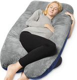 New QUEEN ROSE Pregnancy Pillow, U Shaped Pregnancy Pillow for Sleeping, Full Body Maternity Pillows for Pregnant Women with Removable Cover, Blue and Grey!