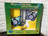 Whimsical Garden Butterfly Rain Gauge with Thermometer & Humidity Gauge