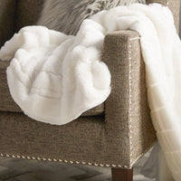 Amazing super soft luxurious faux rabbit fur throw & 2 large decorative pillows, White!