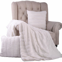 Amazing super soft luxurious faux rabbit fur throw & 2 large decorative pillows, White!