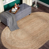 Beautiful Coastal Hand Braided 4 Ft X 6Ft Oval Jute Area Rug, Natural, Reversible, Made in India by Rajrang!